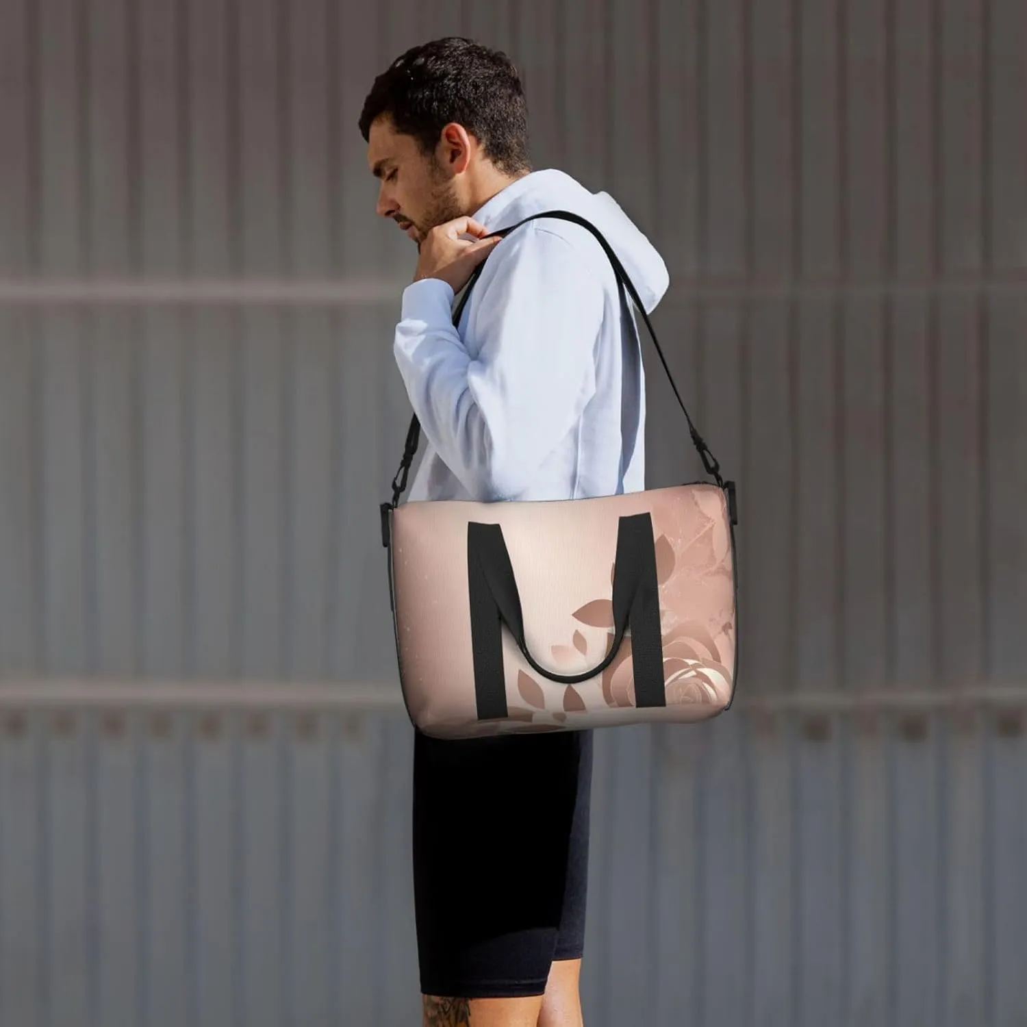 Sports Gym Bag for Women Men Travel Duffel Bag Tote Rose Gold Wallpaper Weekender Bag Canvas Carry on Overnight Bag for Travel Swimming Fitness Workout Sports Duffle Bag