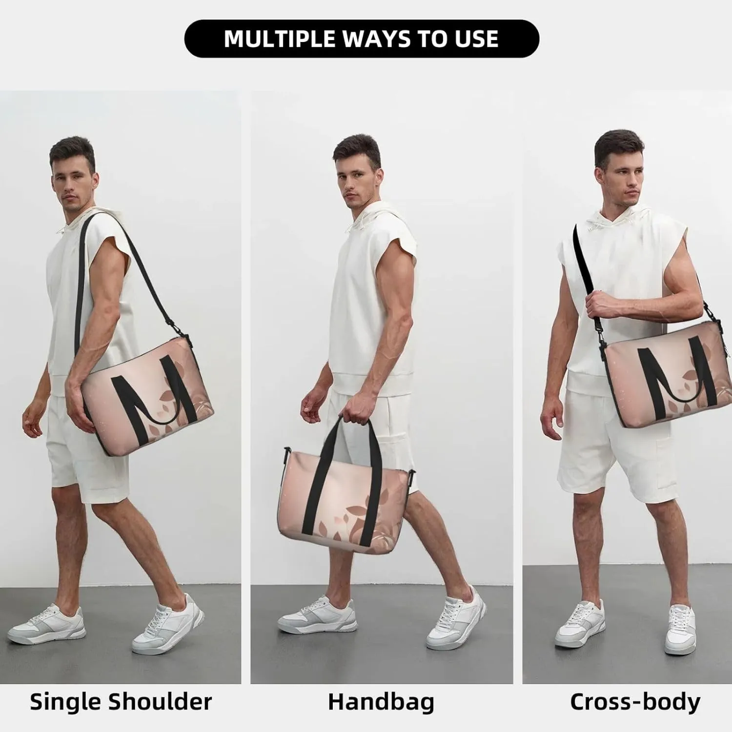 Sports Gym Bag for Women Men Travel Duffel Bag Tote Rose Gold Wallpaper Weekender Bag Canvas Carry on Overnight Bag for Travel Swimming Fitness Workout Sports Duffle Bag