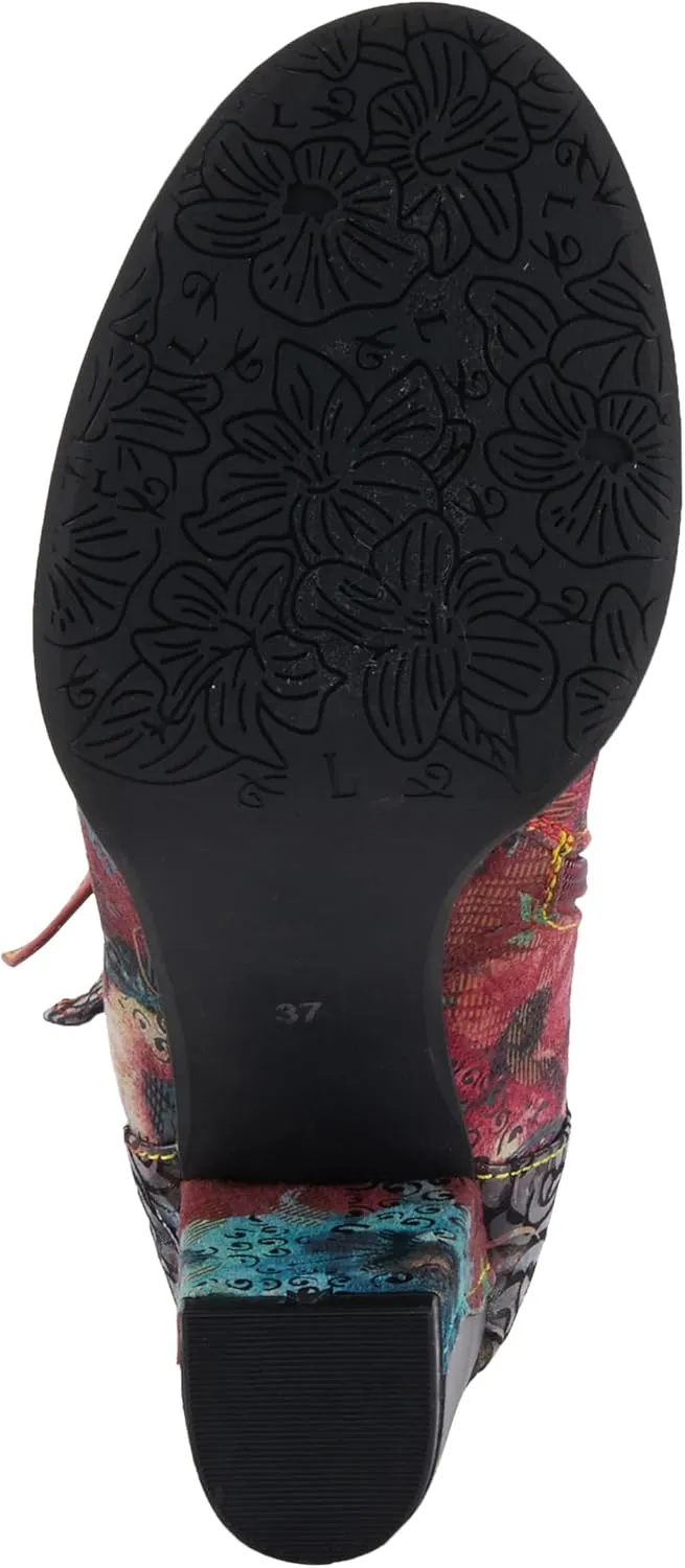 Spring Step L'Artiste Averie Women's Moto-Inspired Bootie - Quilted Upper, Metallic Prints, Decorative Straps