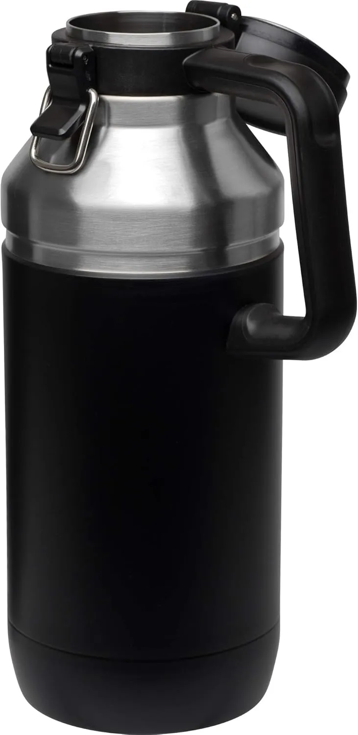 Stanley GO Growler 64 oz | Keeps Beer Cold or Coffee Hot | Leakproof Steel Lined Lid and Easy to Carry Handle | Insulated Stainless Steel Beverage Container | BPA-Free | Matte Black