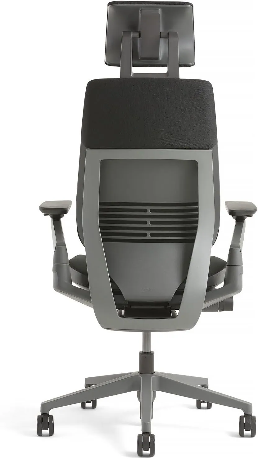 Steelcase Gesture Office Desk Chair with Headrest Plus Lumbar Support Bo Peep Safari Fabric High Platinum Metallic Frame (Light/Light) Hard Floor Casters