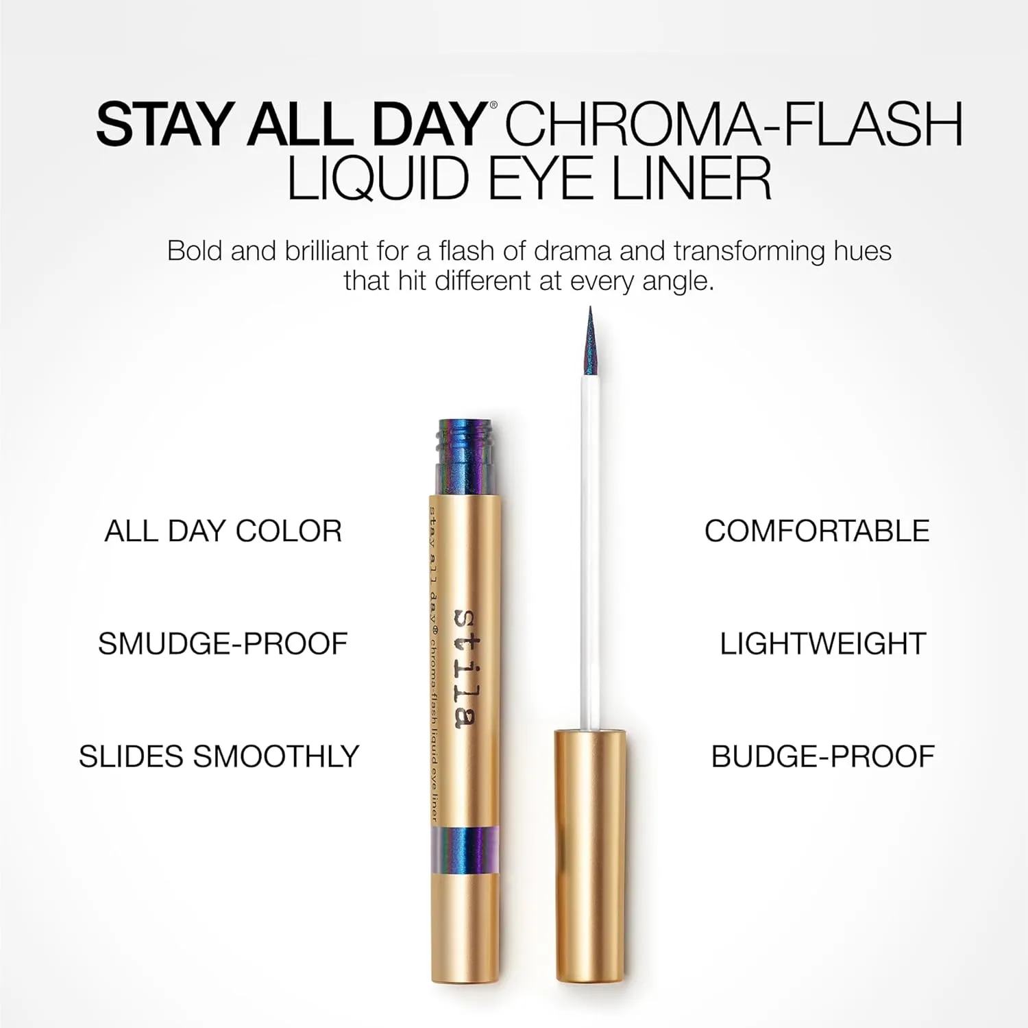 stila Stay All Day® Chroma-Flash Liquid Eye Liner | Long-Wear Shade-Shifting Metallic Liner with Chrome Finish | Smudge-Proof, Fade-Resistant | Precision Brush Tip | Bold, Multi-Dimensional Color