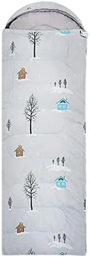 Stitchable Single Double Portable Sleeping Bag Outdoor Camping Outing Adult Soft and Strong Sleeping Bag Park Family Woman,Gray/Left Hello