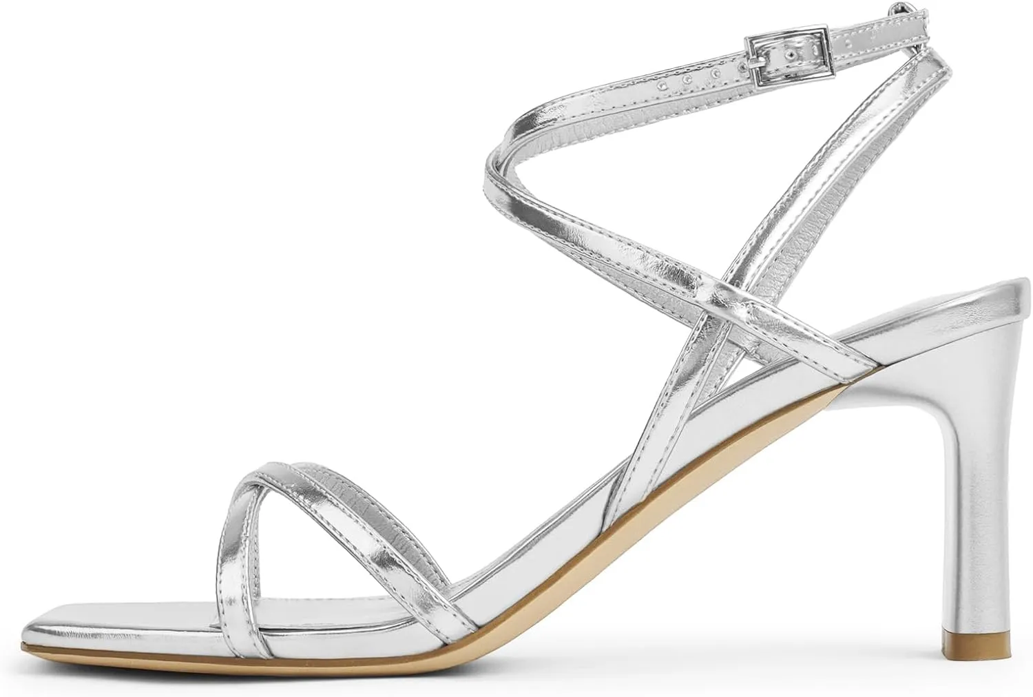 Strappy Heels for Women Square Open Toe Chunky High Heels Ankle Strap Sandals Comfort Dress Party Wedding Shoes