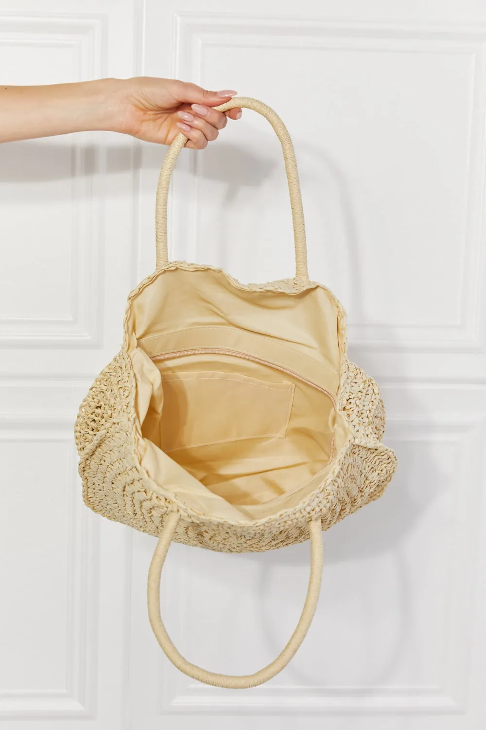 Straw Rattan Handbag in Ivory