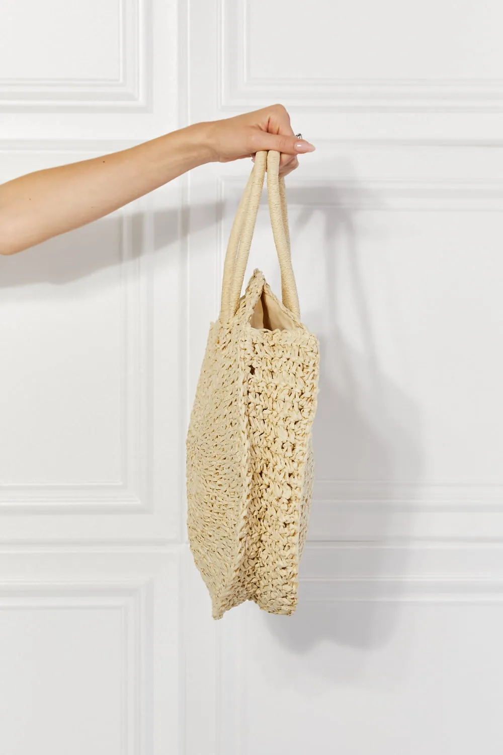 Straw Rattan Handbag in Ivory