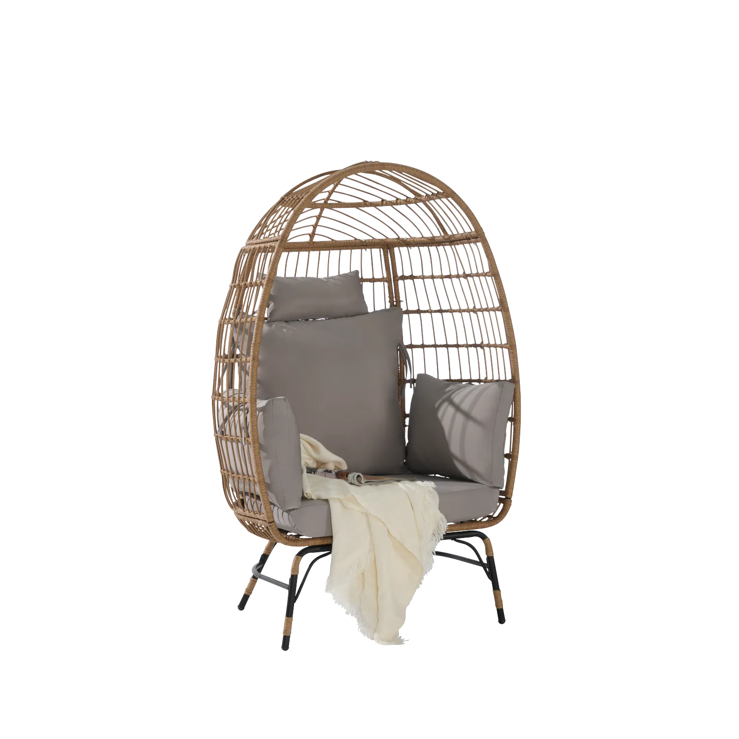 Streamdale Oversized Wicker Egg Chair w/ Cushion & Pillow