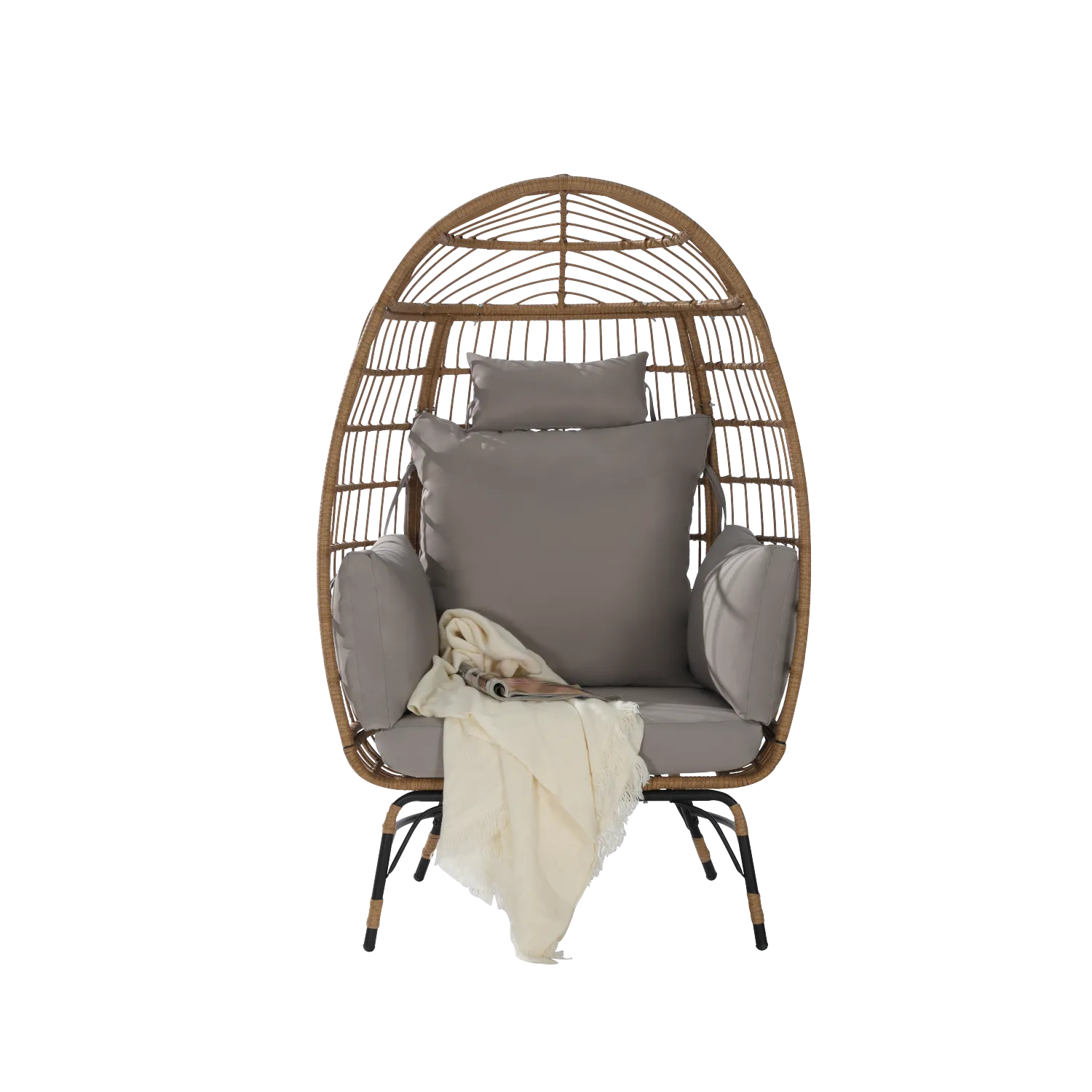 Streamdale Oversized Wicker Egg Chair w/ Cushion & Pillow