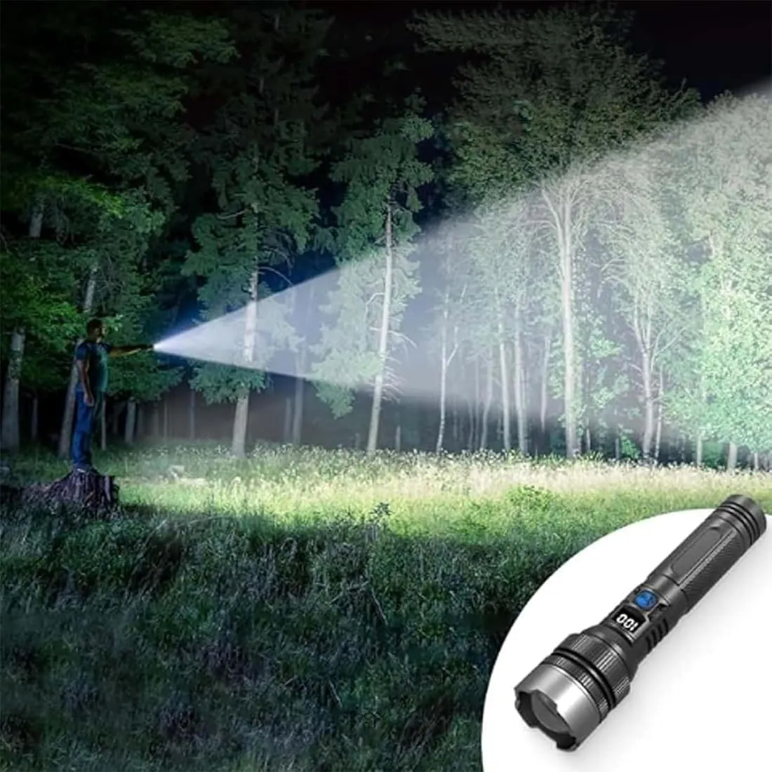 Strictrigid Flashlight, 2025 The Ultimate Survival Flashlight, Super Bright Rechargeable Flashlights, 150000 High Lumens, Zoomable Torch Handheld Flashlights, for Outdoor, Camping Emergency (1PCS)