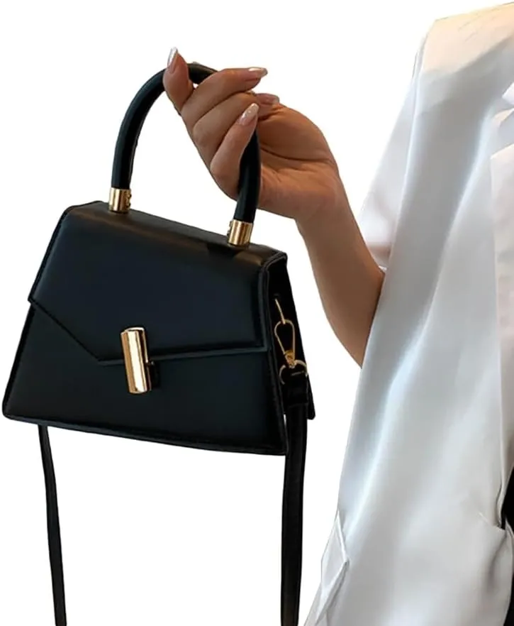 Stylish Solid Color Lock Buckle Handbag Fashionable PU Bag Minimalists Handbag Fashion Bags Show Your Person Charm