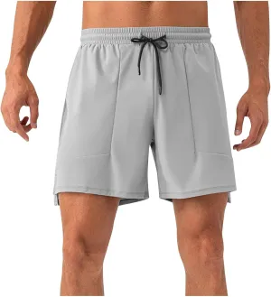 Summer Fashion Training Shorts Men's Drawstring Elastic Waist Ventilate Sports Pants Casual Quick-Dry Running Short