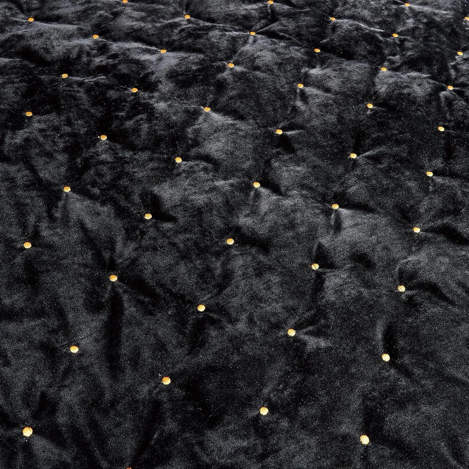 Sunshine Nicole Embroidery Quilt Set with Metallic Gold Thread, Distressed Velvet Face and Brushed Solid Microfiber Reverse, with Light Weight Soft Poly Fill, 3 Pieces Black Gold, King