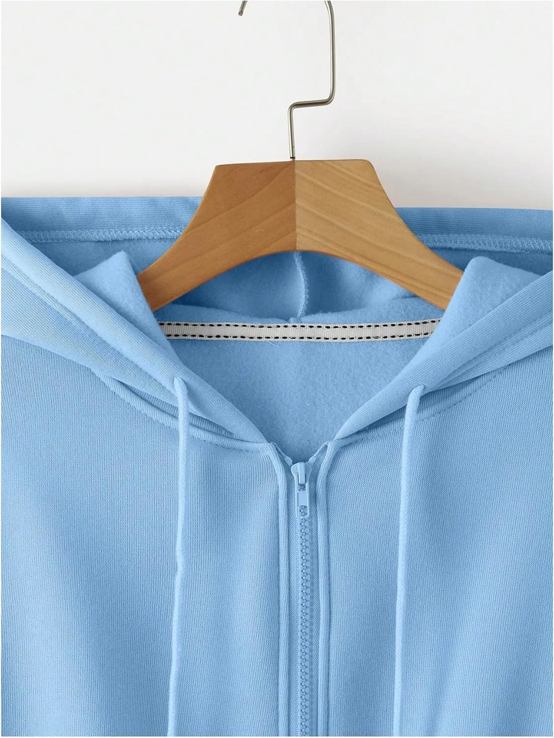SweatyRocks Women's Long Sleeve Drawstring Full Zip Hooded Jacket Crop Sweatshirt