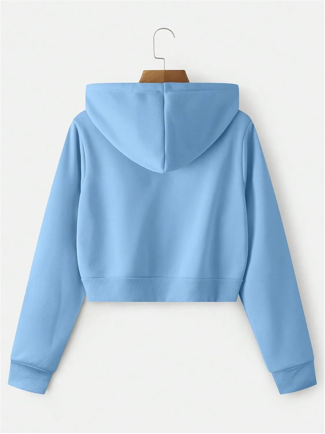 SweatyRocks Women's Long Sleeve Drawstring Full Zip Hooded Jacket Crop Sweatshirt