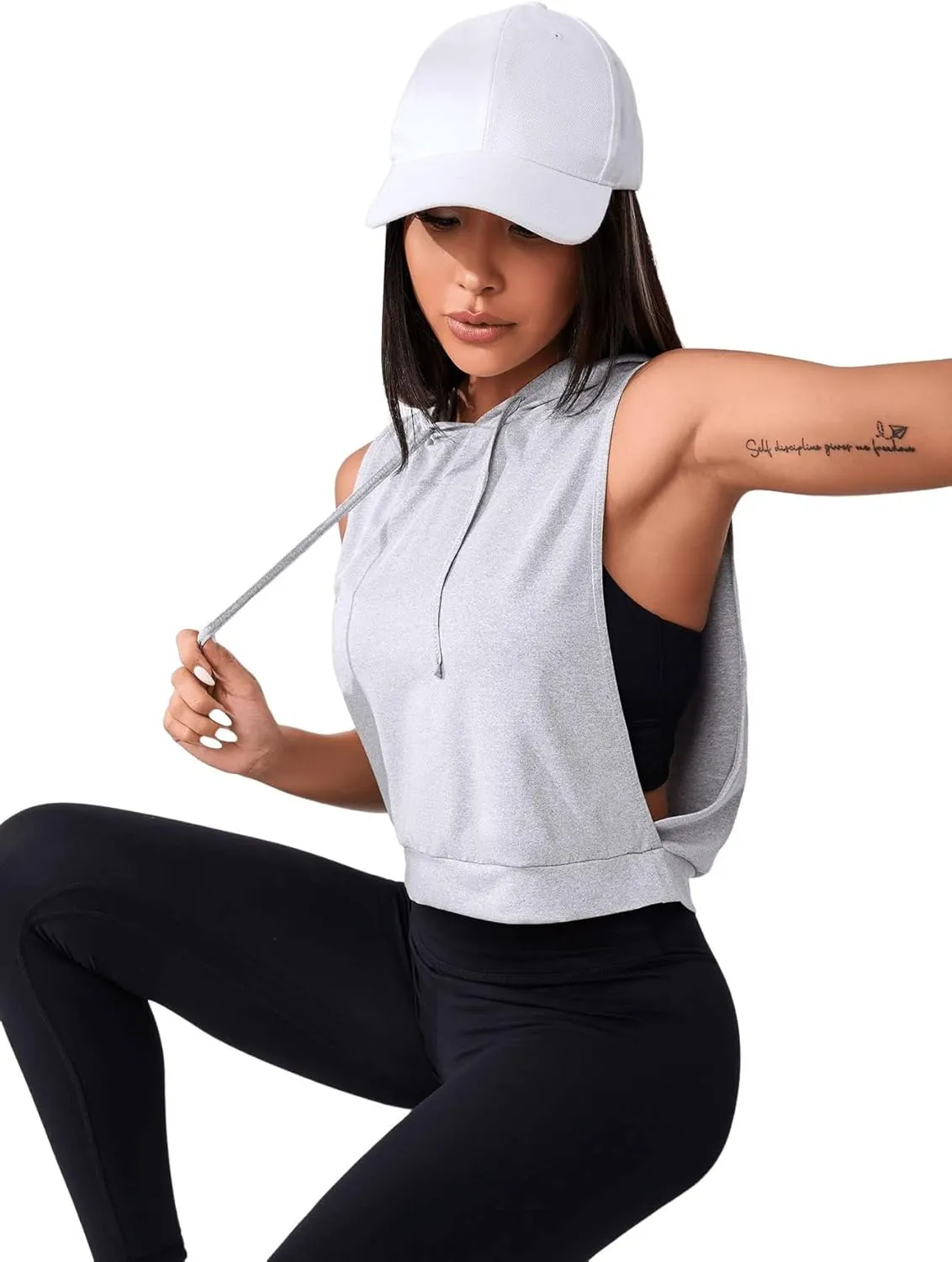 SweatyRocks Women's Sleeveless Workout Top Gym Activewear Crop Tank Top Open Side Shirt for Athletic Exercise Running