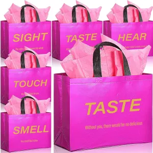 Sweetude 5 Senses Gift Bags for Him Her with Handles Tissue Paper for Mothers Fathers Day Wedding Anniversary Birthday Party(Pink)