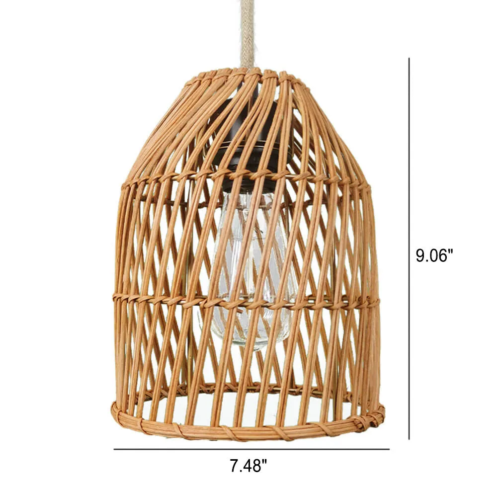 Taavita Rattan Weaving Dome Column 1-Light Pendant Lamp