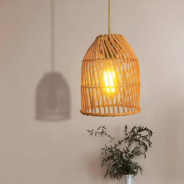 Taavita Rattan Weaving Dome Column 1-Light Pendant Lamp