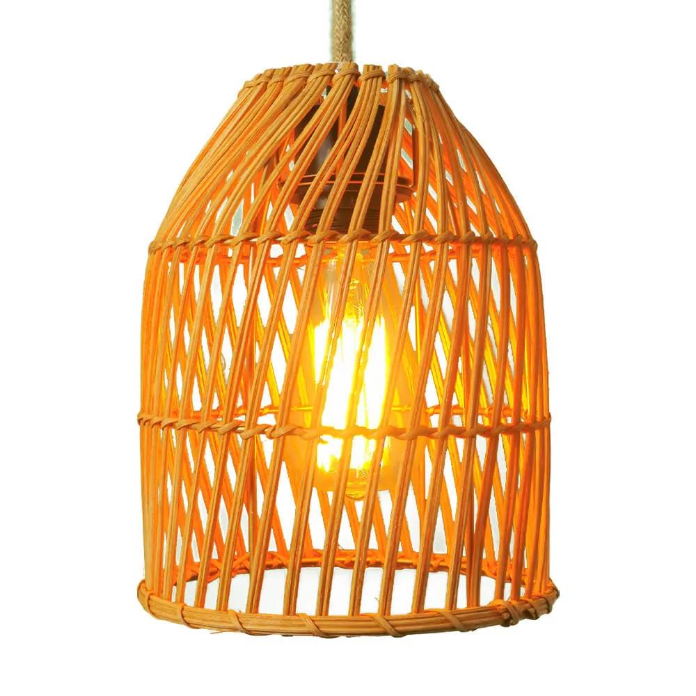 Taavita Rattan Weaving Dome Column 1-Light Pendant Lamp