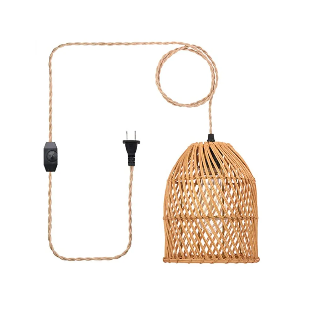 Taavita Rattan Weaving Dome Column 1-Light Pendant Lamp
