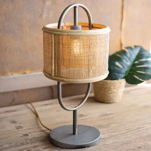Tall Metal   Rattan Table Lamp