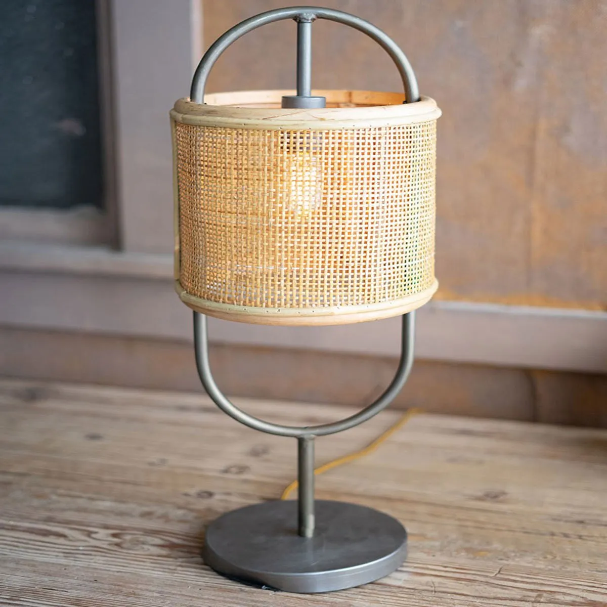 Tall Metal   Rattan Table Lamp
