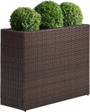 Tall Rectangular Planter with Removable Liner, All-Weather PE Rattan Large Modern Planters Indoor Outdoor Flower Plant Pots Garden Box Patio Yard Front Porch Deck