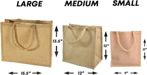 TBF Heavy Duty Reusable Jute Burlap Tote Bags in Bulk for Shopping Grocery Wedding Welcome Gifts and More