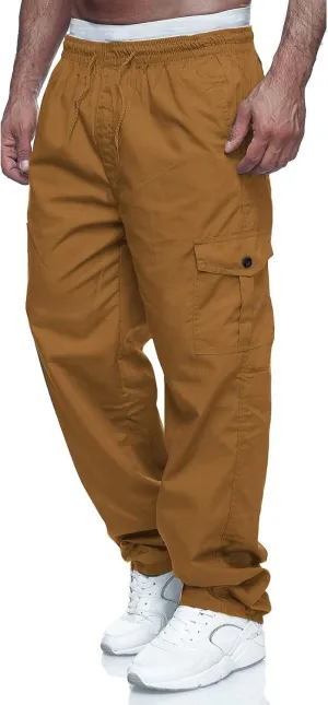 THWEI Mens Cargo Pants Casual Drawstring Athletic Jogger Sports Outdoor Trousers