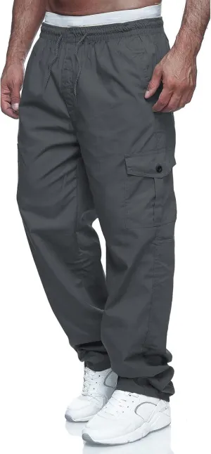 THWEI Mens Cargo Pants Casual Drawstring Athletic Jogger Sports Outdoor Trousers