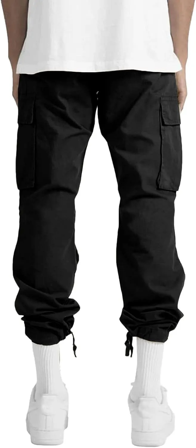 THWEI Mens Cargo Pants Casual Joggers Athletic Pants Cotton Loose Straight Sweatpants