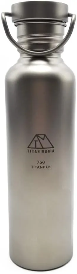 Titanium Water Bottle 750ml L, Wide Mouth Bottle, Canteens, Ultra Lightweight, Sturdy, Outdoor Gear, Camping Equipment