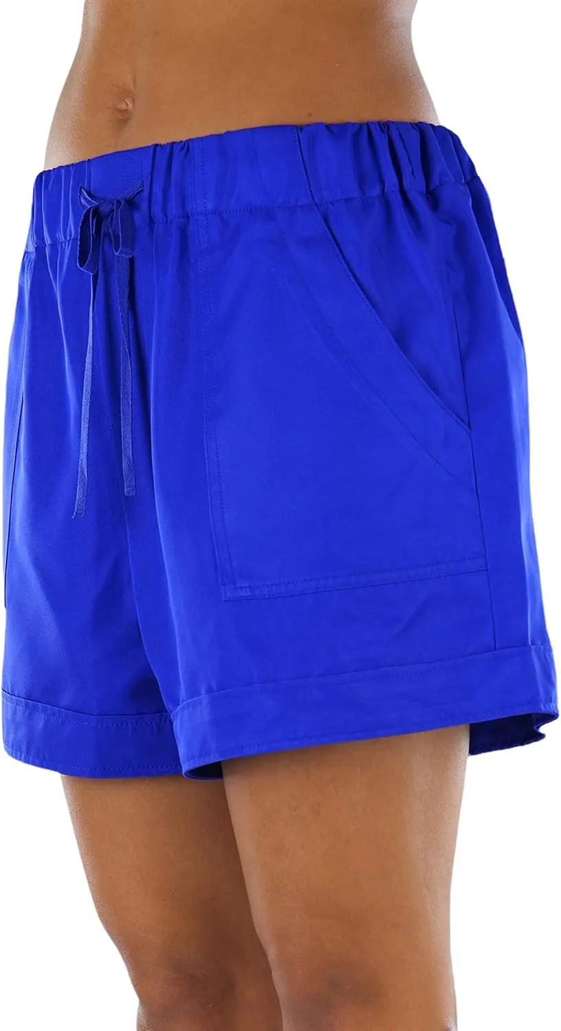 ToBeInStyle Women's Solid and Multi-Stripe Woven Paperbag Shorts