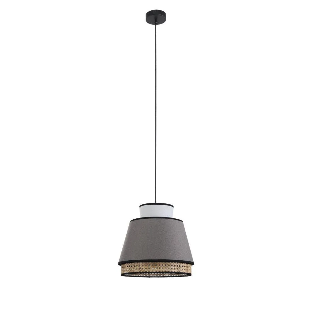 Tomislava Rattan Pendant Light in White, Grey & Natural Shade