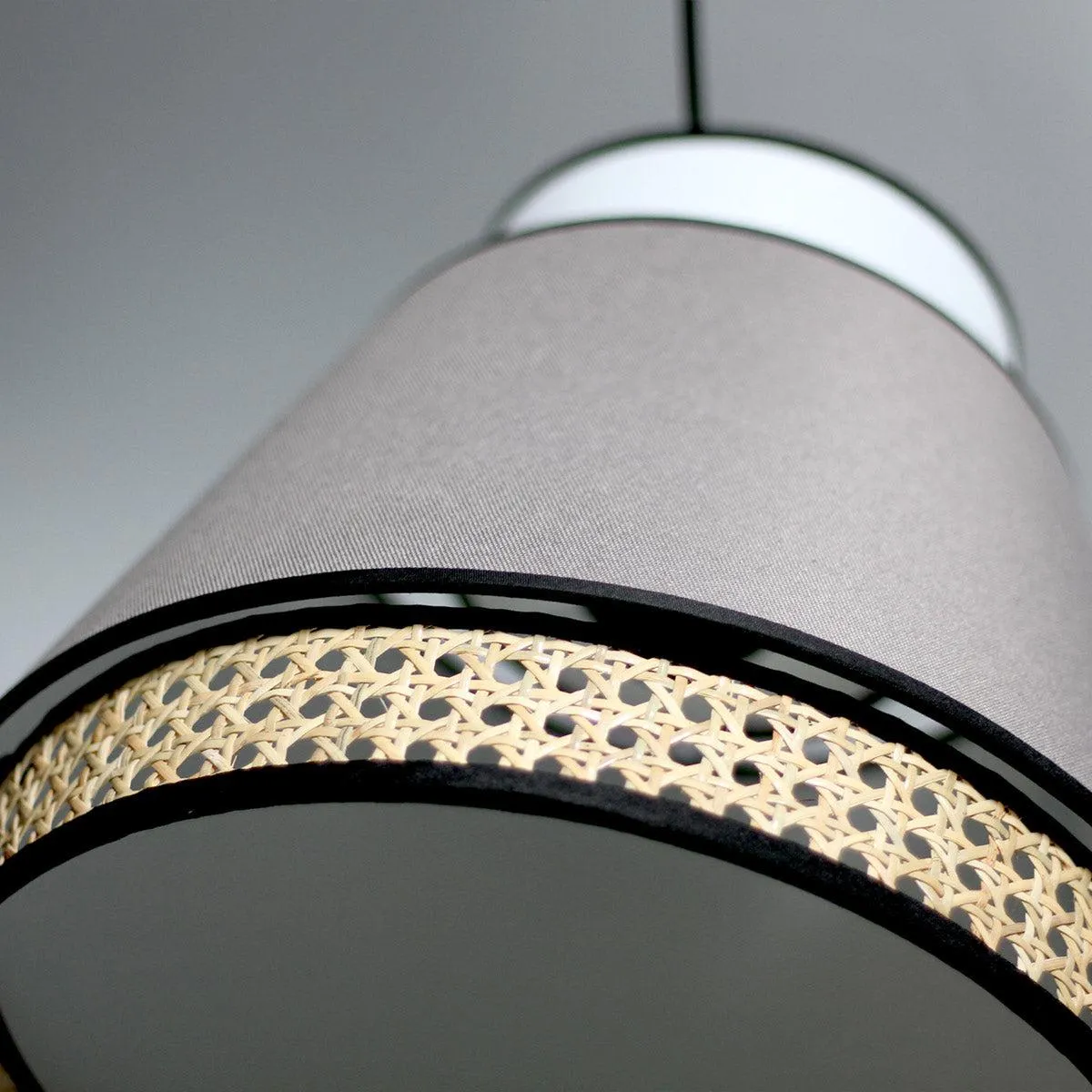 Tomislava Rattan Pendant Light in White, Grey & Natural Shade