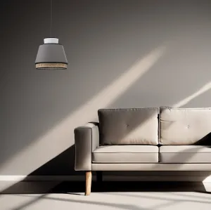 Tomislava Rattan Pendant Light in White, Grey & Natural Shade