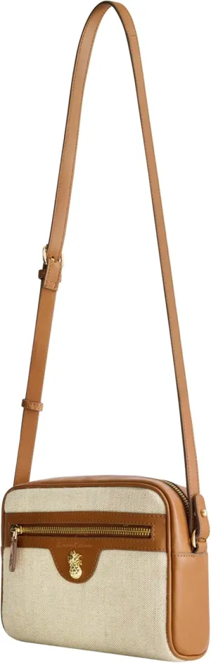 Tommy Bahama Camera Bag, Women's Mini Handbag with Linen Design and Adjustable Shoulder Strap, Natural