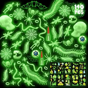 TOY Life 140PCS Halloween Party Favors Halloween Toys for Kids Halloween Goodie Bag Stuffers Fillers Halloween Treat Non Candy Glow in the Dark Bugs Skeleton Spiders Toys Halloween Prize for Classroom