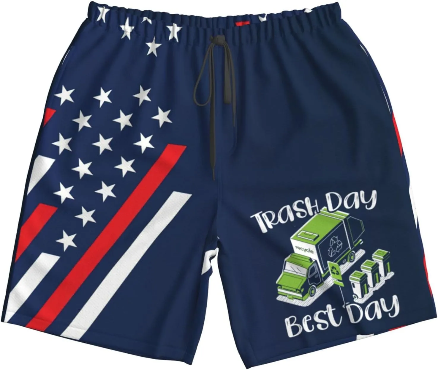Trash Day Best Day Waste Management Garbage Truck Men Swim Trunks Long Quick Dry Mens Boardshorts Mens Bathing Suits