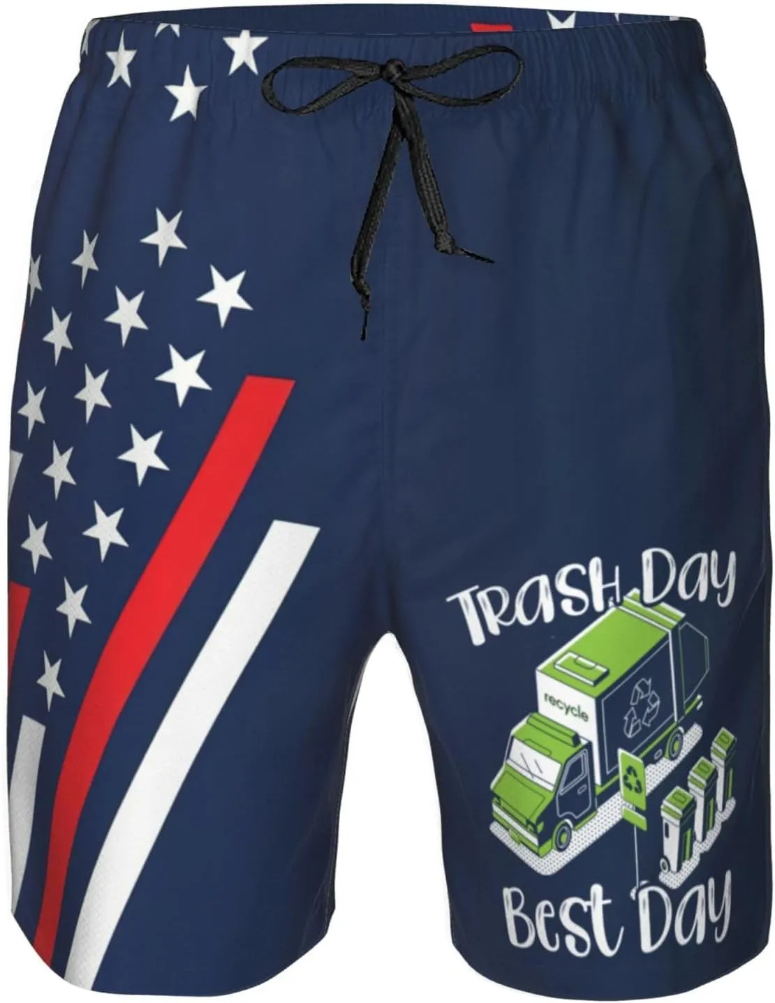 Trash Day Best Day Waste Management Garbage Truck Men Swim Trunks Long Quick Dry Mens Boardshorts Mens Bathing Suits
