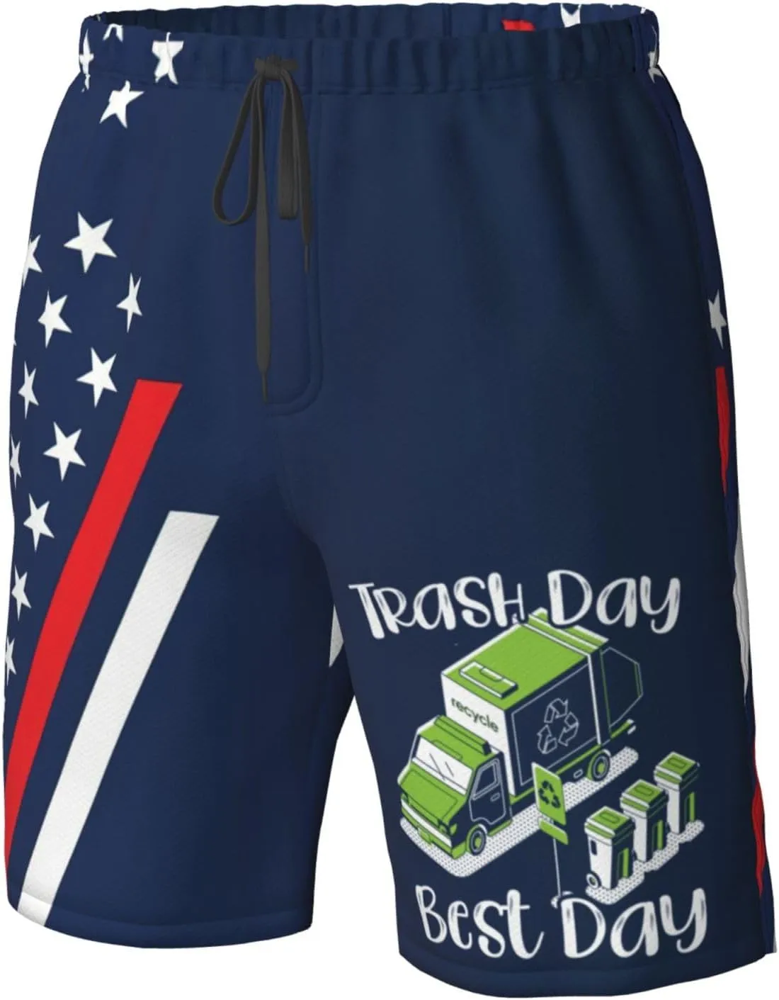 Trash Day Best Day Waste Management Garbage Truck Men Swim Trunks Long Quick Dry Mens Boardshorts Mens Bathing Suits