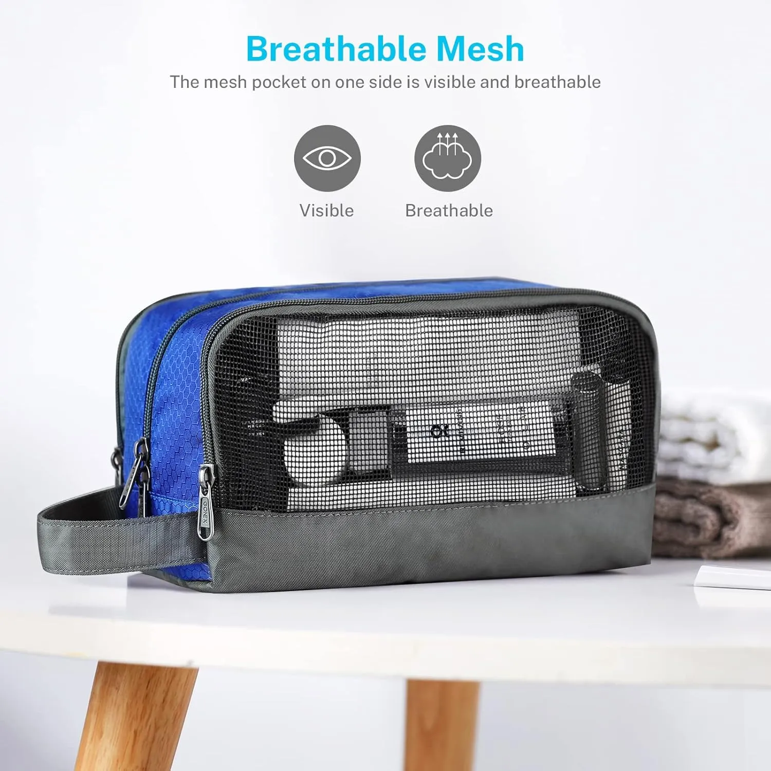 Travel Toiletry Bag Nylon, Gonex Dopp Kit Shaving Bag Toiletry Organizer Blue