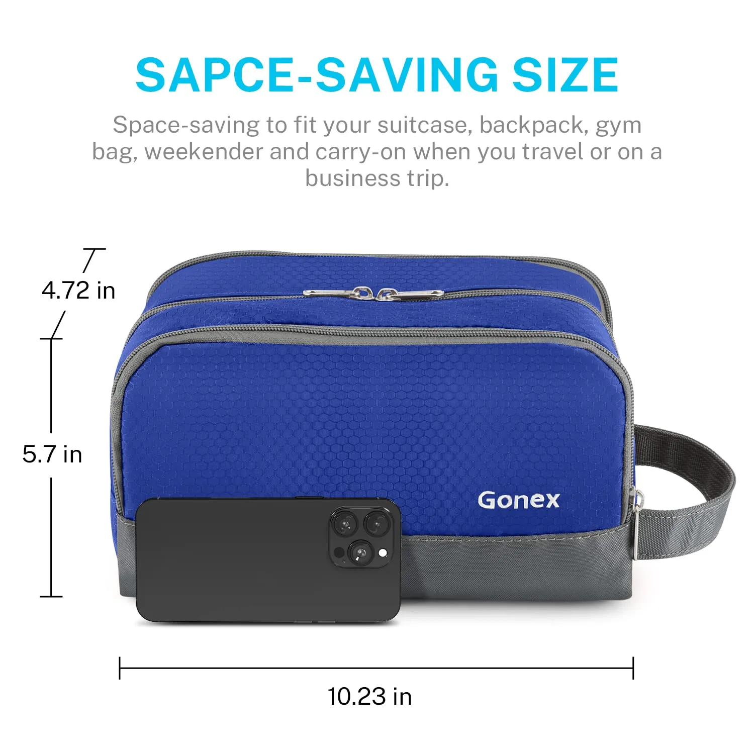 Travel Toiletry Bag Nylon, Gonex Dopp Kit Shaving Bag Toiletry Organizer Blue
