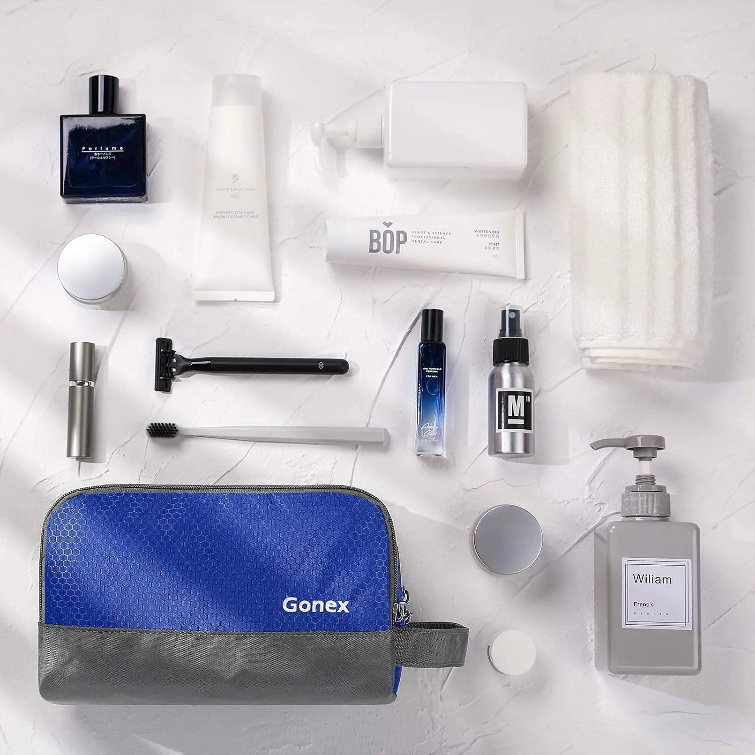 Travel Toiletry Bag Nylon, Gonex Dopp Kit Shaving Bag Toiletry Organizer Blue