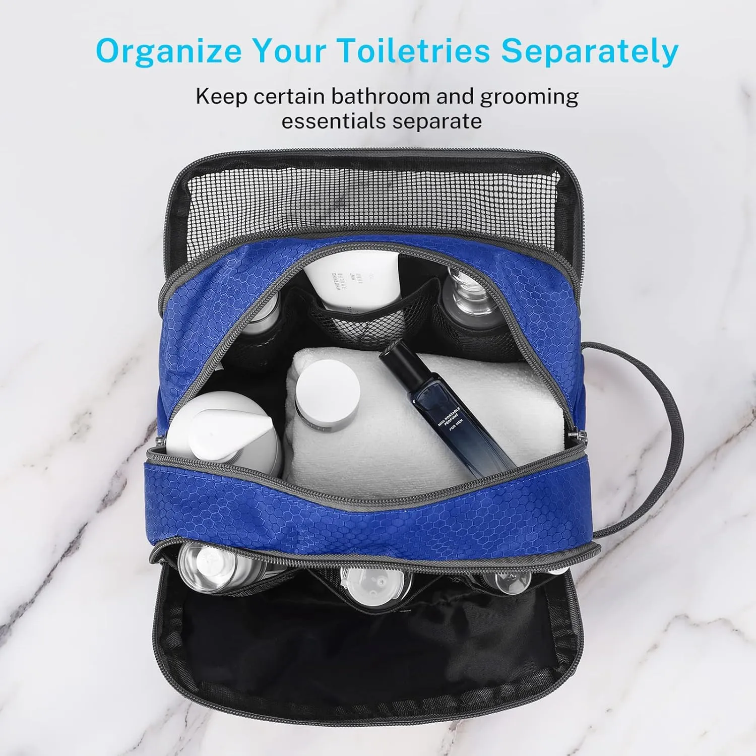 Travel Toiletry Bag Nylon, Gonex Dopp Kit Shaving Bag Toiletry Organizer Blue