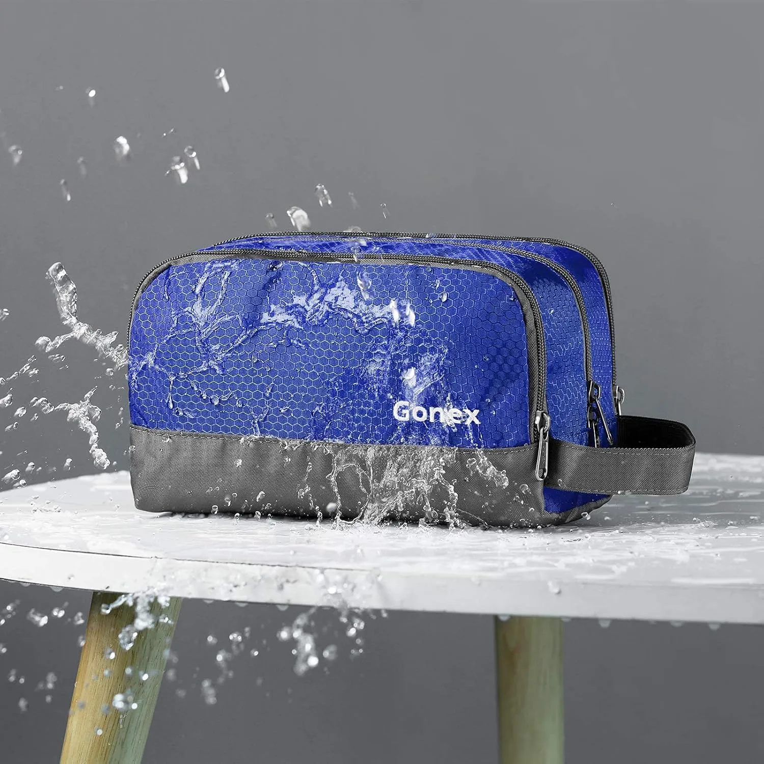 Travel Toiletry Bag Nylon, Gonex Dopp Kit Shaving Bag Toiletry Organizer Blue