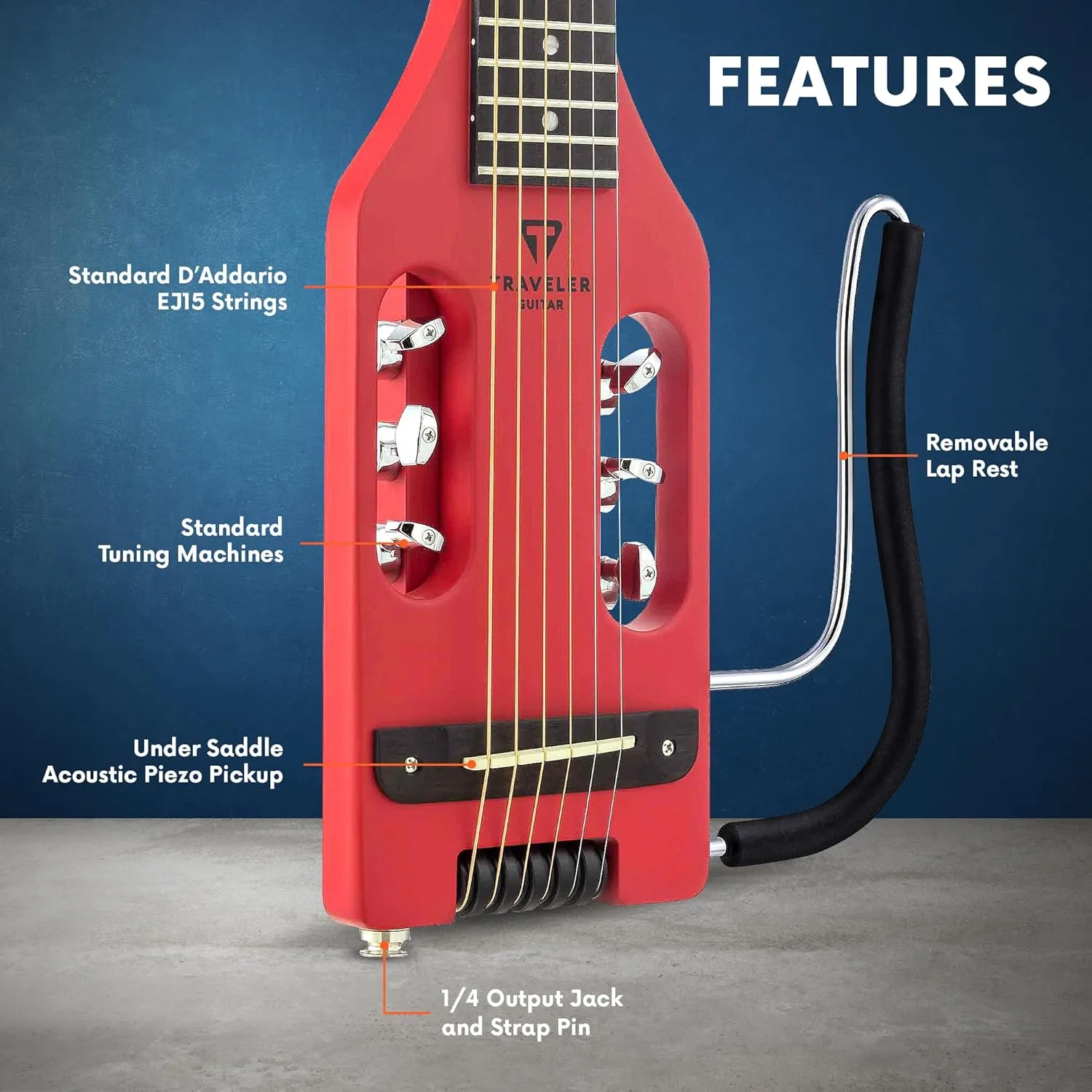 Traveler Guitar Ultra-Light Acoustic Acoustic-Electric Guitar, Vintage Red
