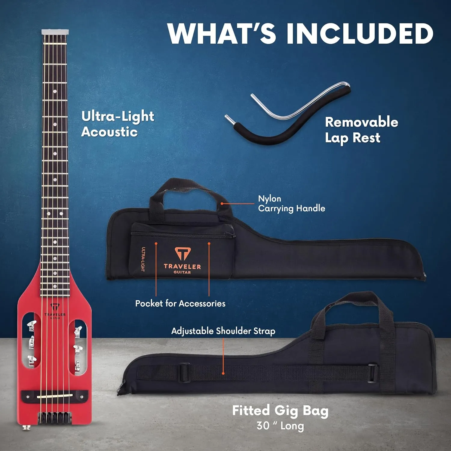 Traveler Guitar Ultra-Light Acoustic Acoustic-Electric Guitar, Vintage Red