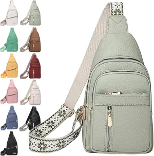 Treadcrck Women's Fashion Casual Solid Color Crossbody Bag, Leather Sling Cross Body Chest Purse Wallet Bags for Women