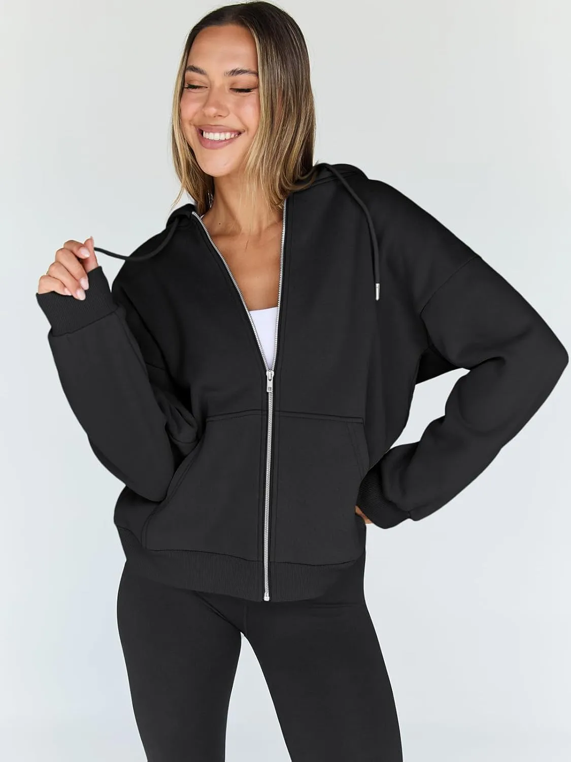 Trendy Queen Womens Zip Up Hoodies Oversized Sweatshirts Fall Fashion Outfits Casual Jackets 2025 Winter Clothes